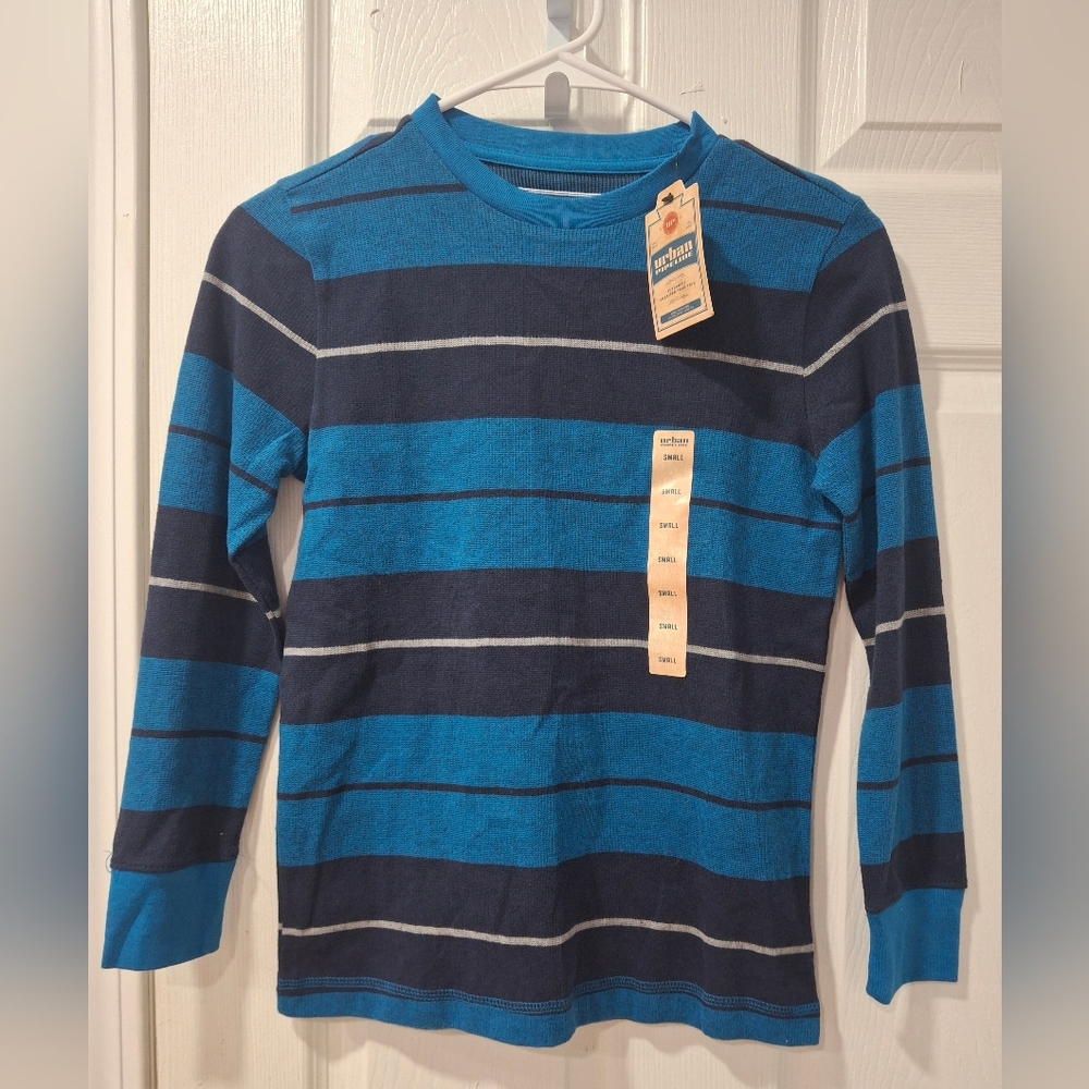 Striped Blue and Navy Kids Shirt